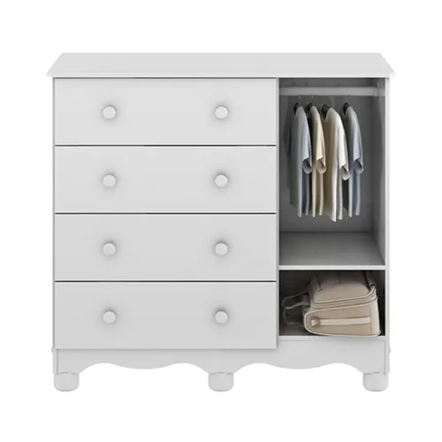 Cômoda Infantil Uli 01 Porta 4 Gavetas Branco/Branco
